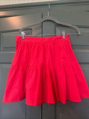 STAUD Bright Red Tiered Mini Skirt